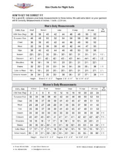 Tru Spec Flight Suit Size Chart